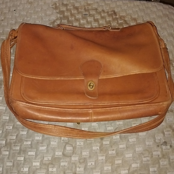EUC Vintage Coach Brown 100% Cowhide Leather Messenger Bag Briefcase MADE IN USA - Picture 1 of 7